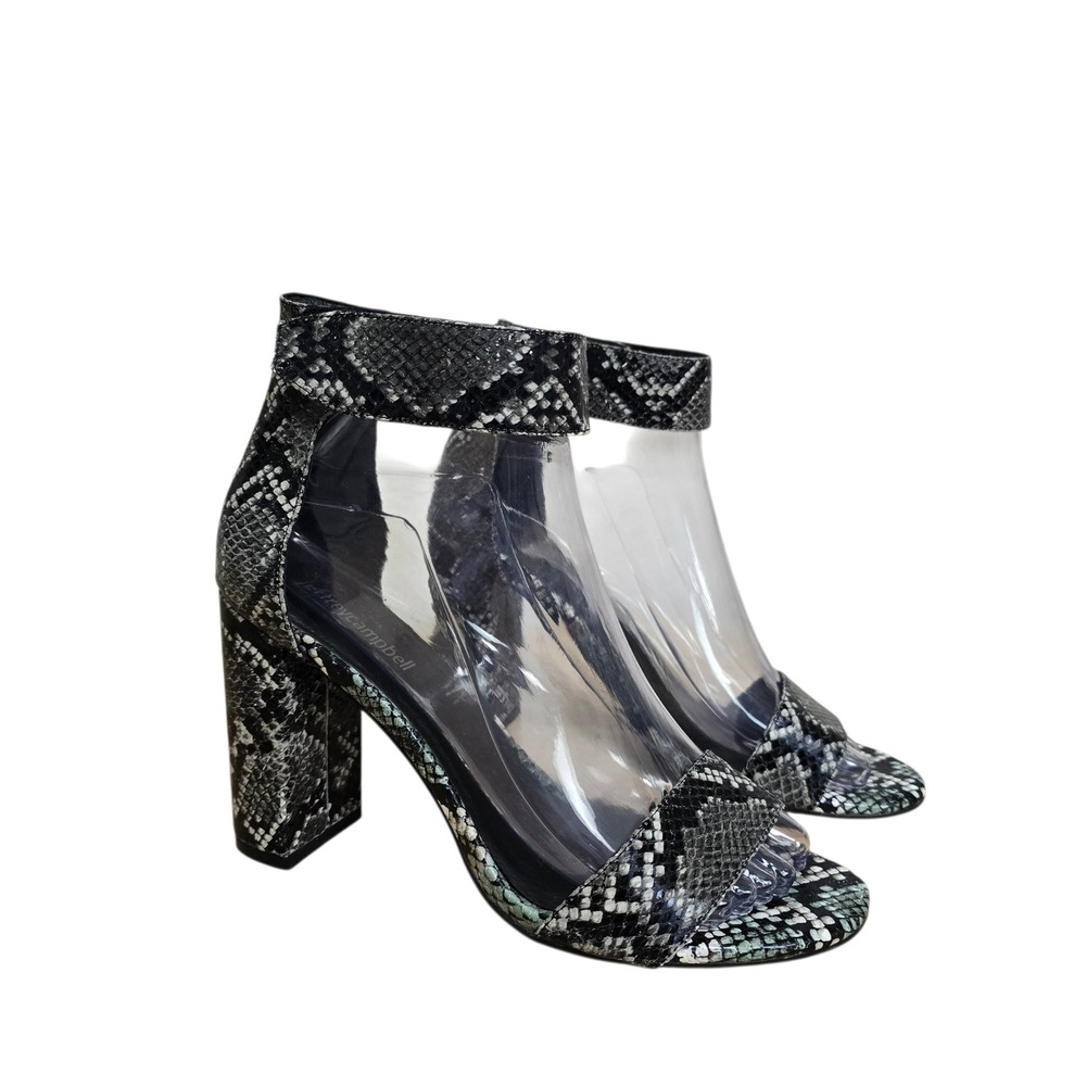Jeffrey Campbell Lindsay Snakeskin‎ Block Heel Ankle Strap Women's Size 7.5